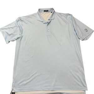 Turtleson Men's X-Large Aqua/White Performance‎ Golf Polo Shirt Blue Dots